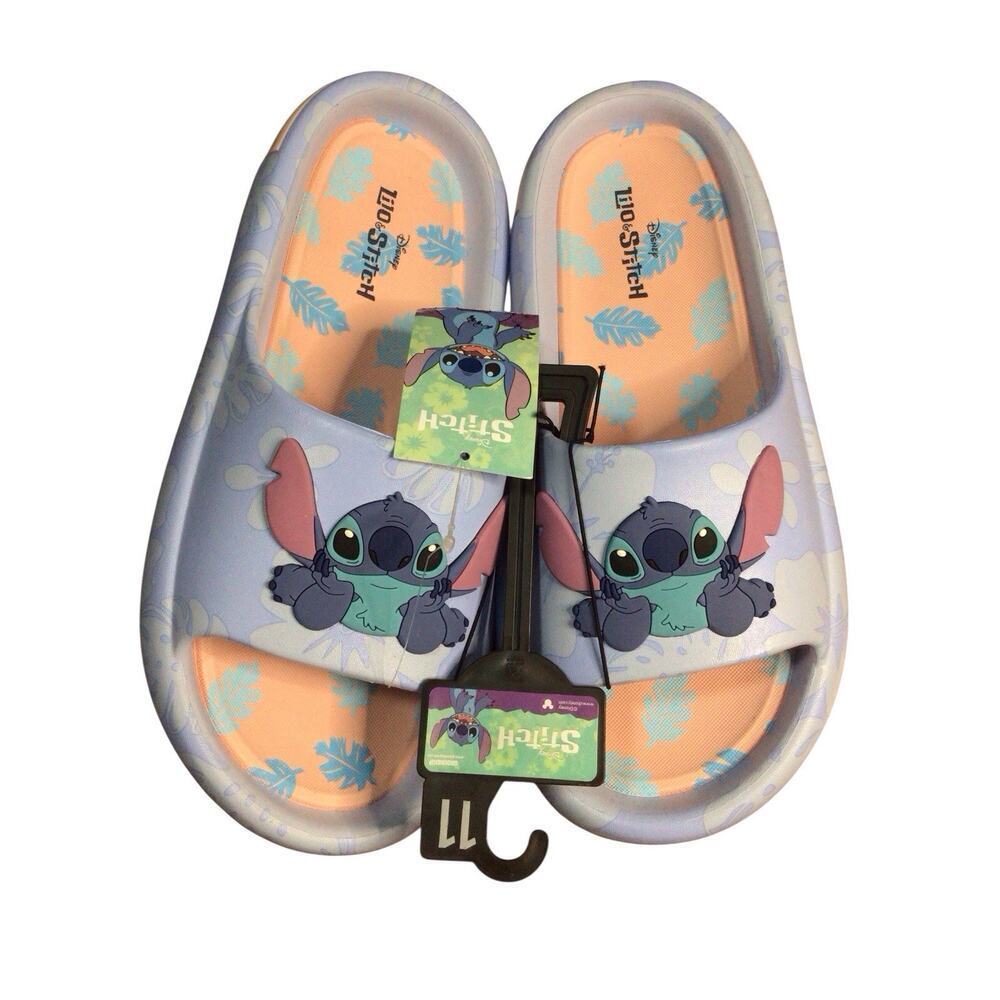 Disney by Ground Up Lilo & Stitch Ohana STITCH Blue Slide Sandals Size 11 NWT